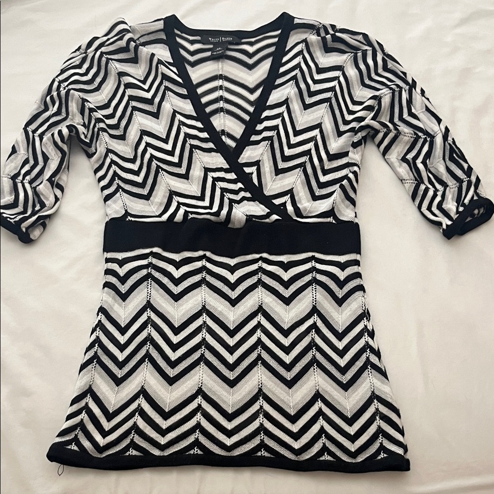 WHBM Faux Wrap, 3/4 Sleeve, Tunic Length Top, Size XS